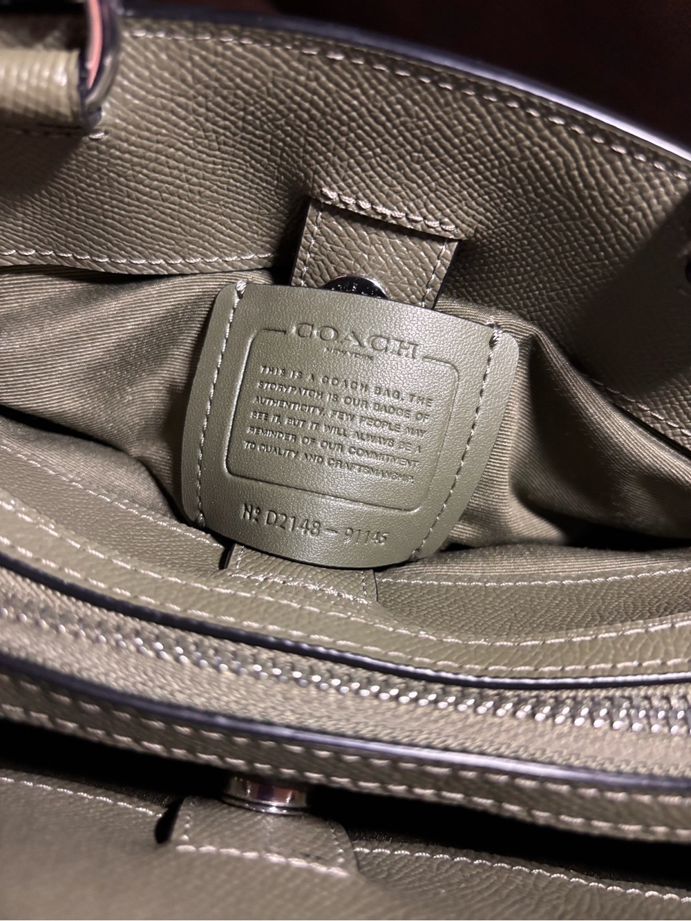 Coach 91146 Mini Lillie Carryall Bag Crossgrain Leather Crossbody Olive Green - Picture 9 of 9
